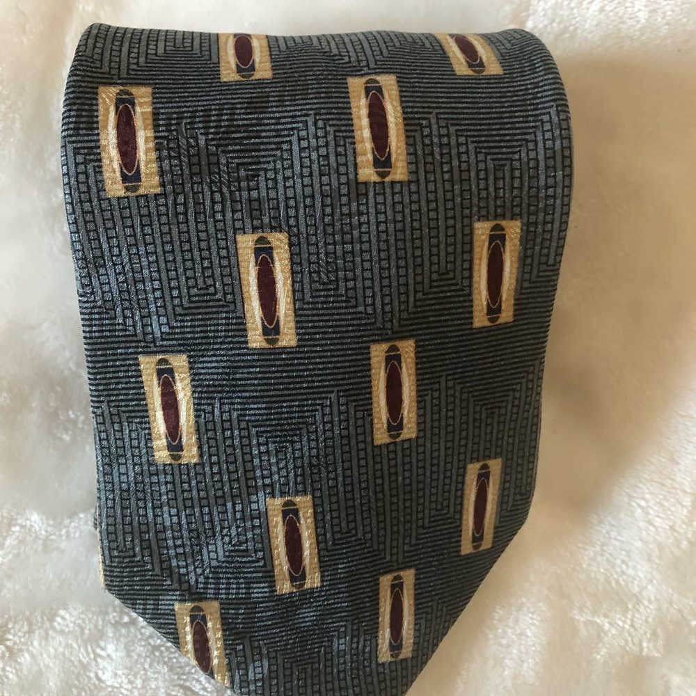 Graham and lockwood Geometric Gray Men's Tie made in England